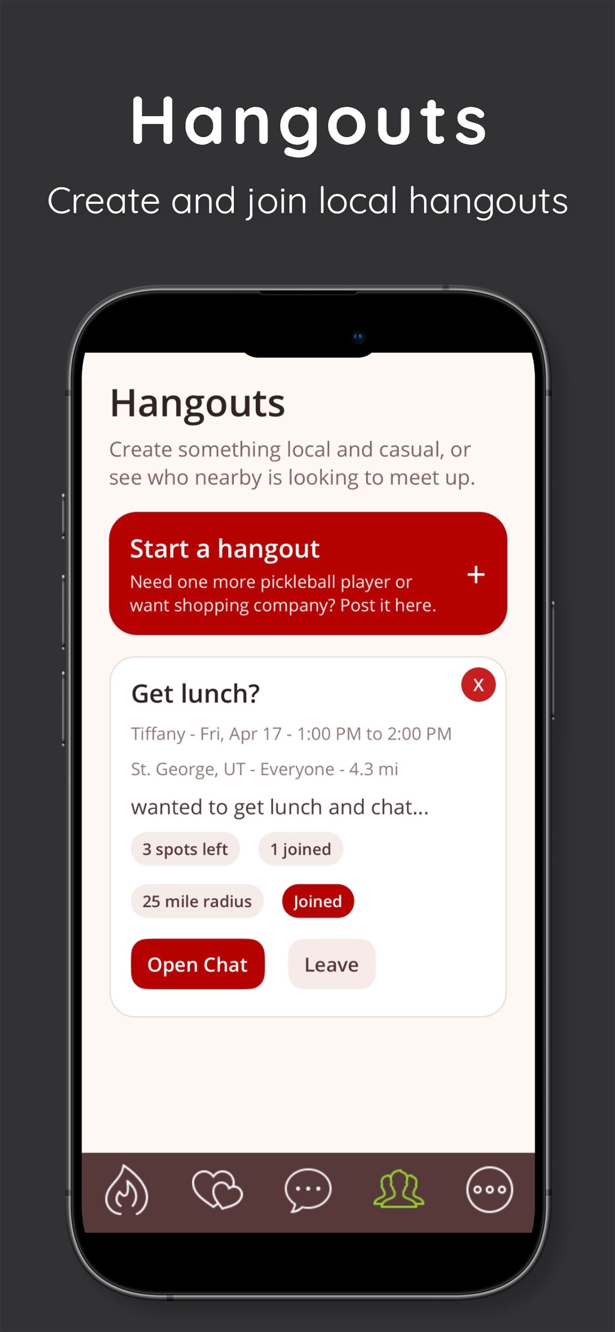 Local Hangouts screen